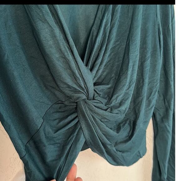 NWT Banana Republic L Silkyluxe Center Twist Top Dark Kelly Green Teal Ballerina - Picture 4 of 9